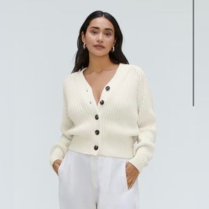 Everlane Texture Cotton Cardigan in Canvas